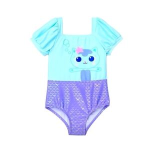 Gabby’s Dollhouse Kids Aqua and Purple Cat Swim One Piece
